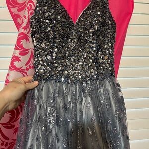 Let’s Silver and Gray Sequin Dress